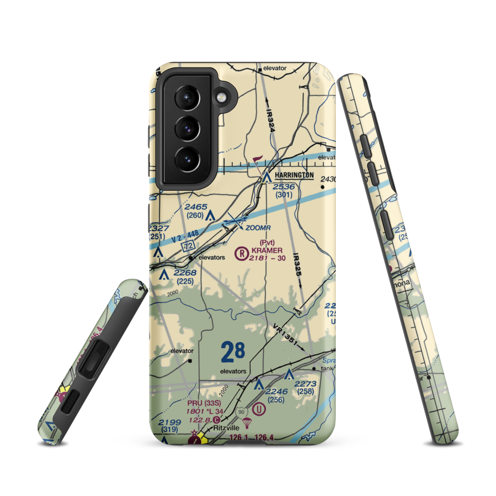 Kramer Ranch Airport (2WA8) VFR Sectional Samsung Phone Case Samsung Galaxy S21 model shown