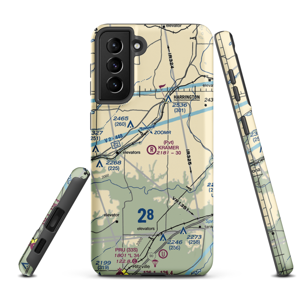 Kramer Ranch Airport (2WA8) VFR Sectional Samsung Phone Case Samsung Galaxy S21 Plus model shown