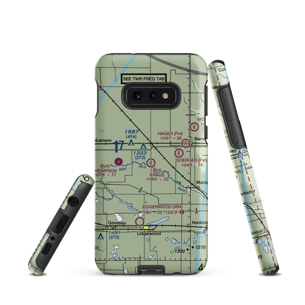 Krause Private Airport (ND49) VFR Sectional Samsung Phone Case Samsung Galaxy S10e model shown