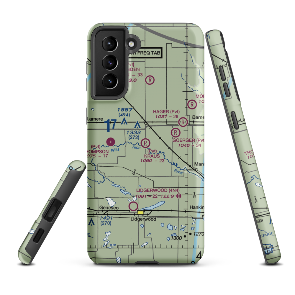 Krause Private Airport (ND49) VFR Sectional Samsung Phone Case Samsung Galaxy S21 FE model shown