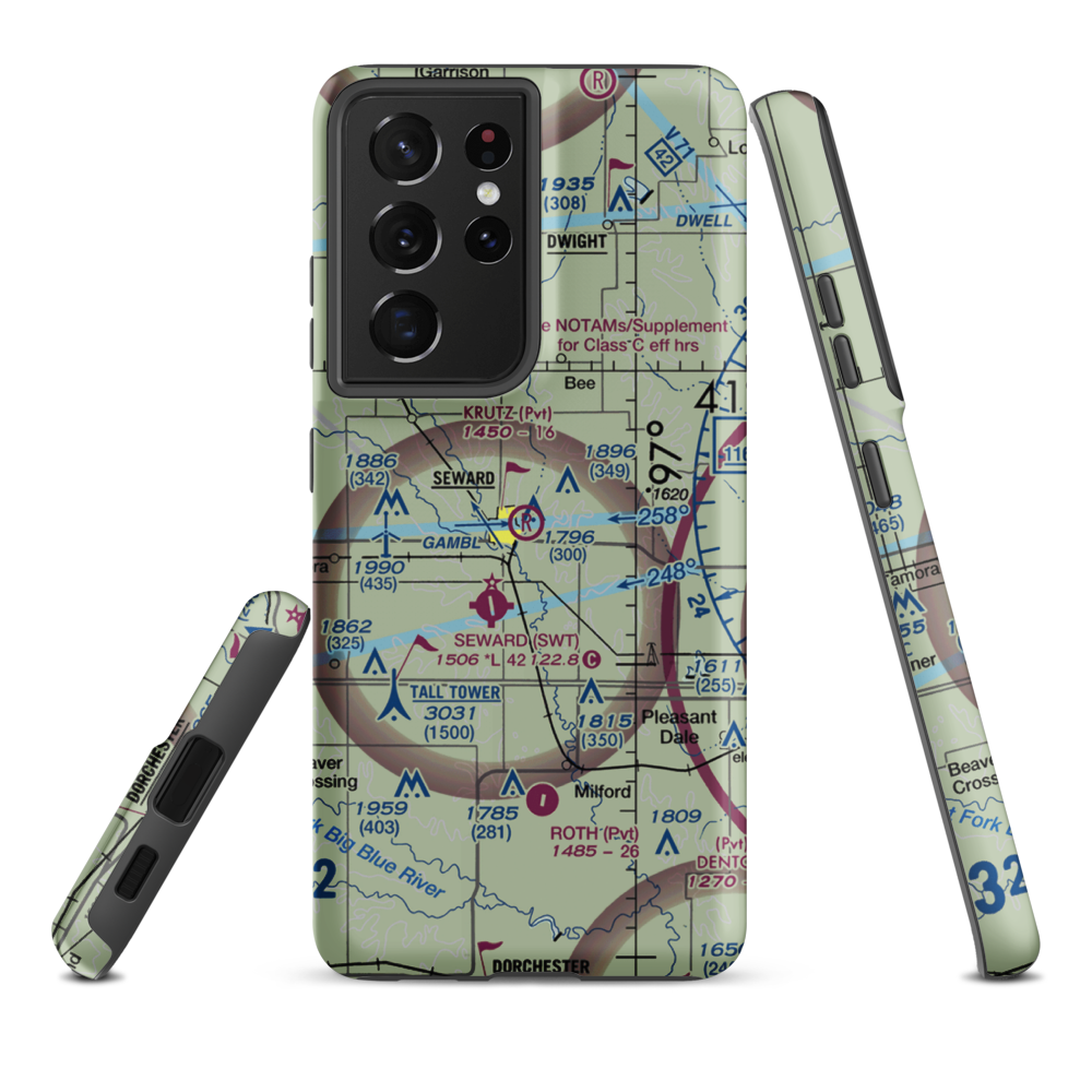 Krutz Airport (NE18) VFR Sectional Samsung Phone Case Samsung Galaxy S21 Ultra model shown