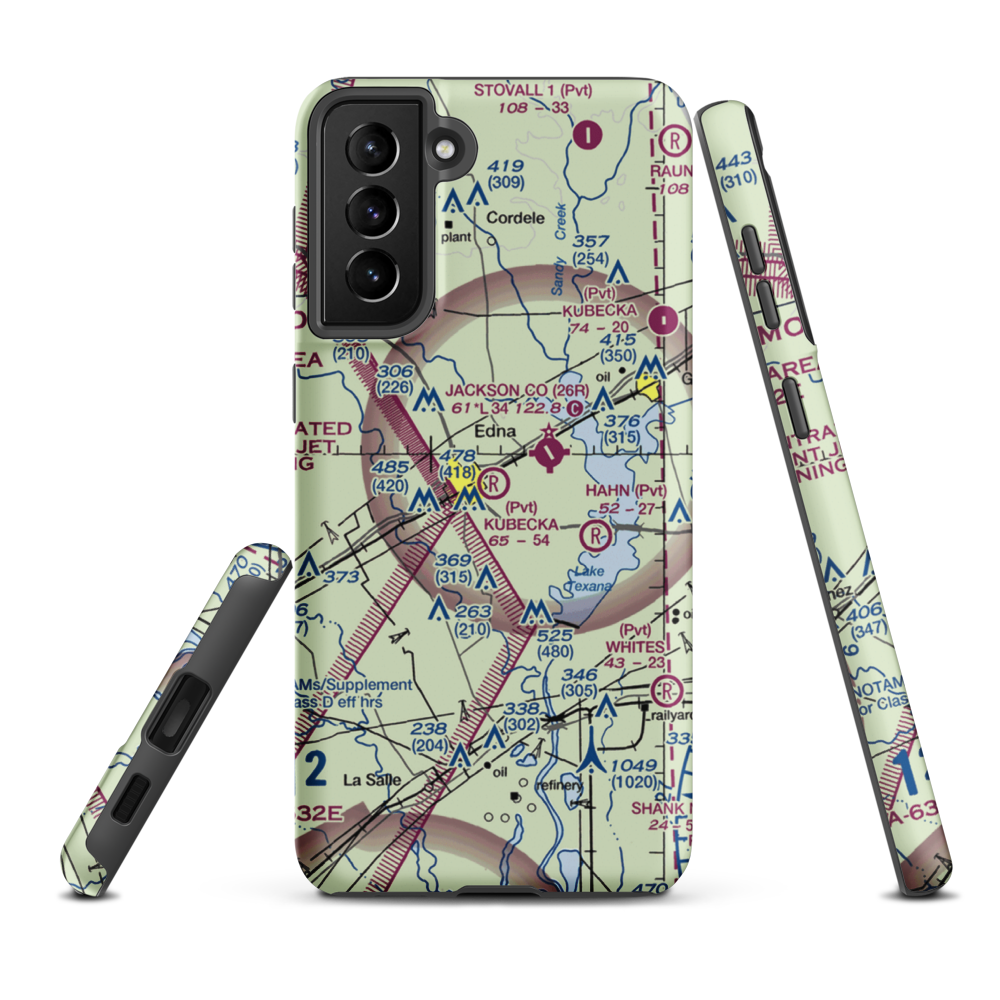 Kubecka Flying Service Inc. Airport (6TE5) VFR Sectional Samsung Phone Case Samsung Galaxy S21 FE model shown