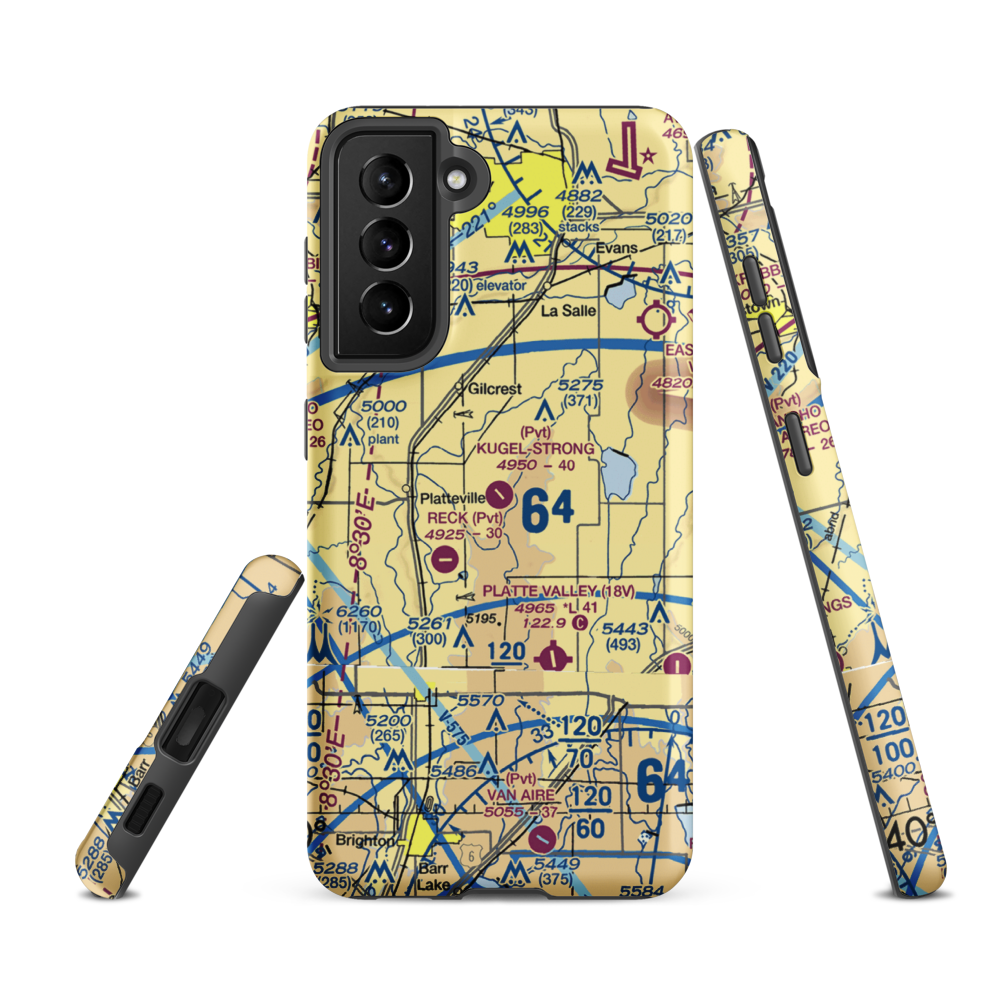 Kugel-Strong Airport (03CO) VFR Sectional Samsung Phone Case Samsung Galaxy S21 FE model shown