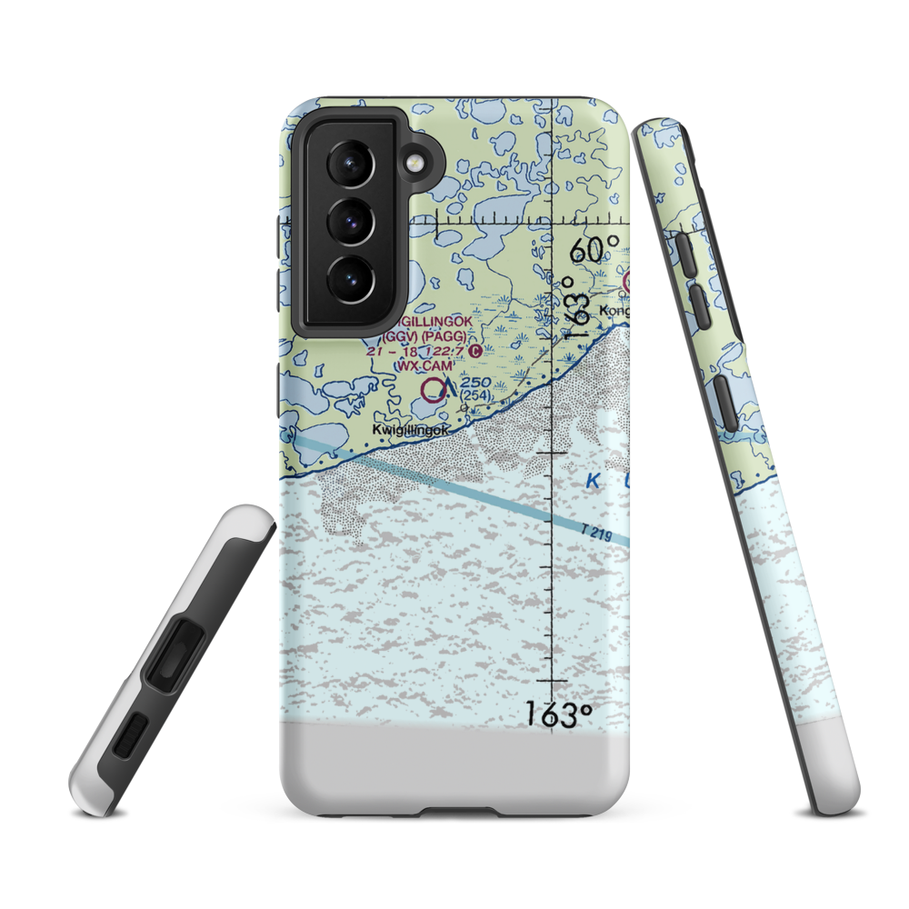 Kwigillingok Seaplane Base (KWK) VFR Sectional Samsung Phone Case Samsung Galaxy S21 FE model shown