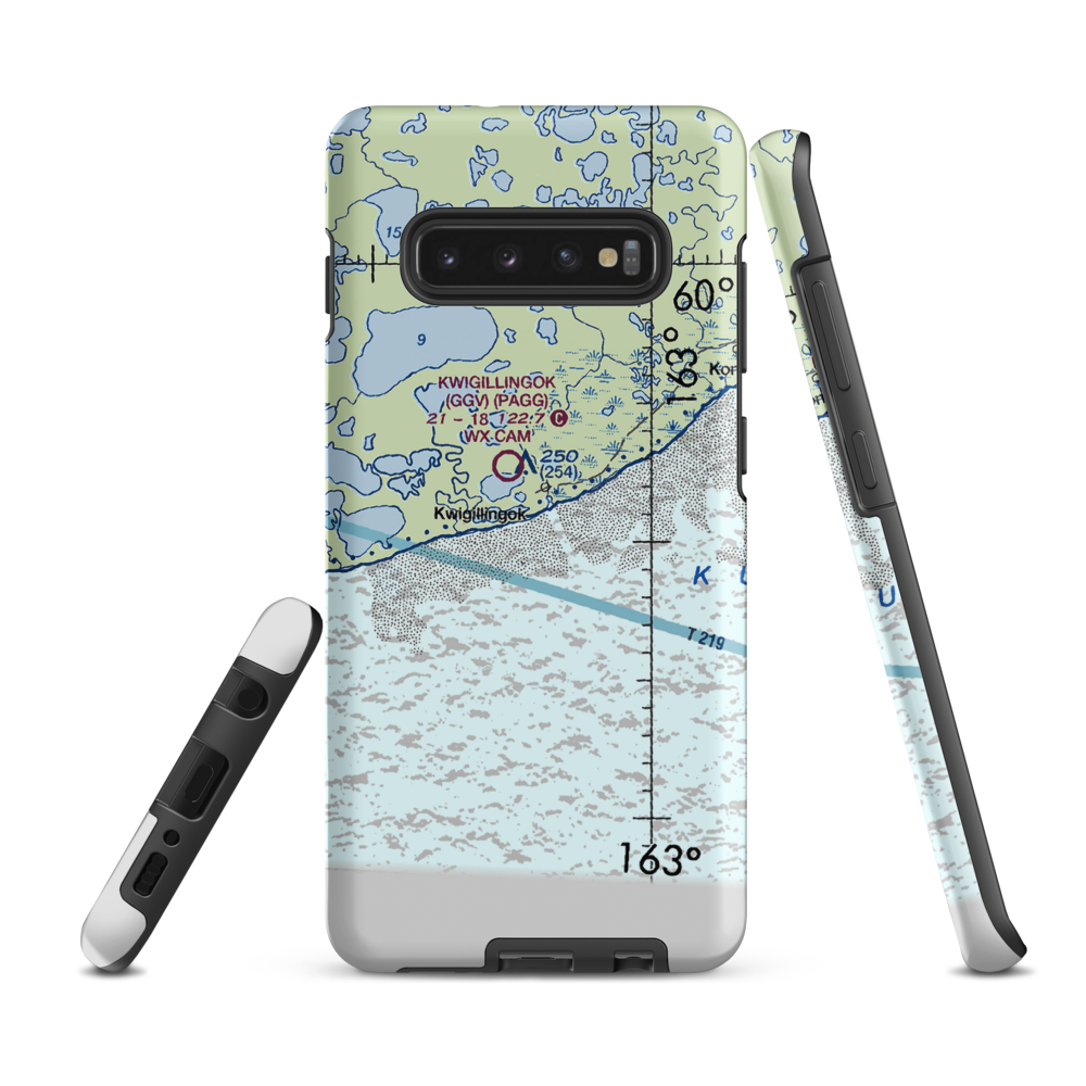 Kwigillingok Seaplane Base (KWK) VFR Sectional Samsung Phone Case Samsung Galaxy S10 Plus model shown