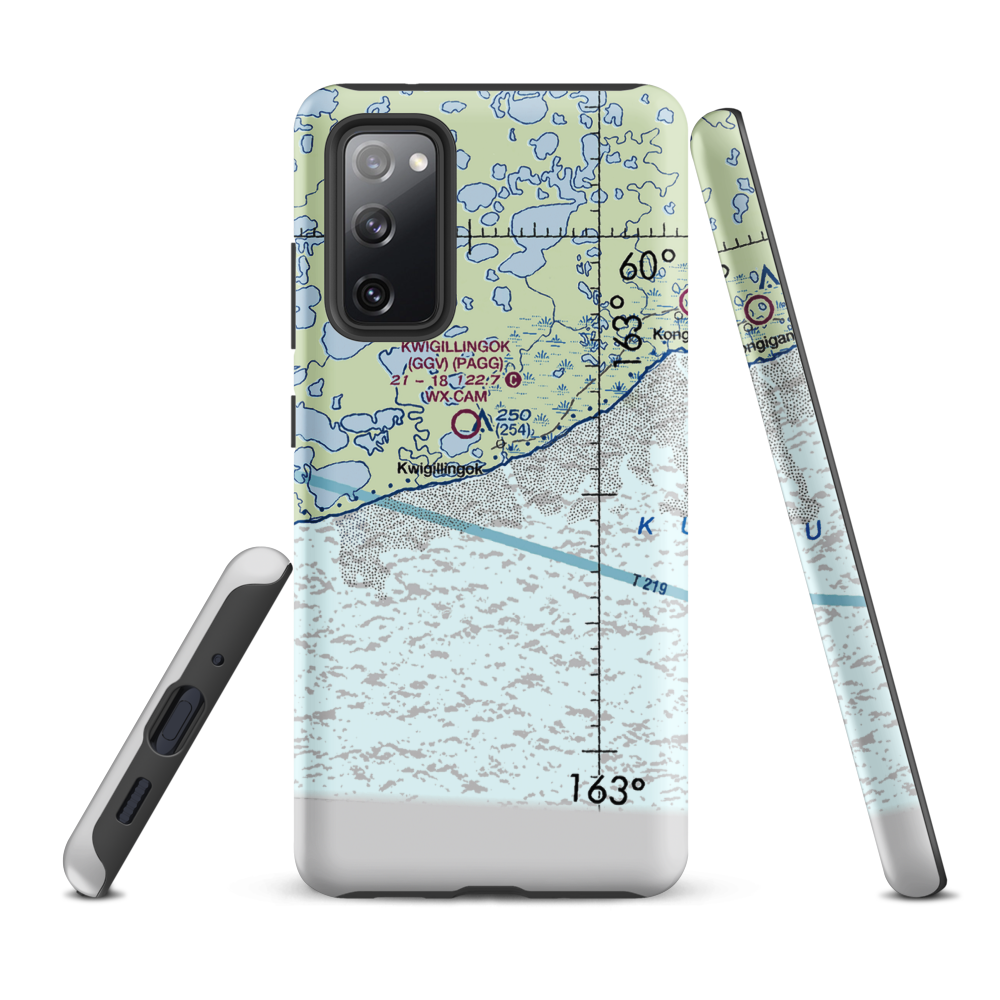 Kwigillingok Seaplane Base (KWK) VFR Sectional Samsung Phone Case Samsung Galaxy S20 FE model shown