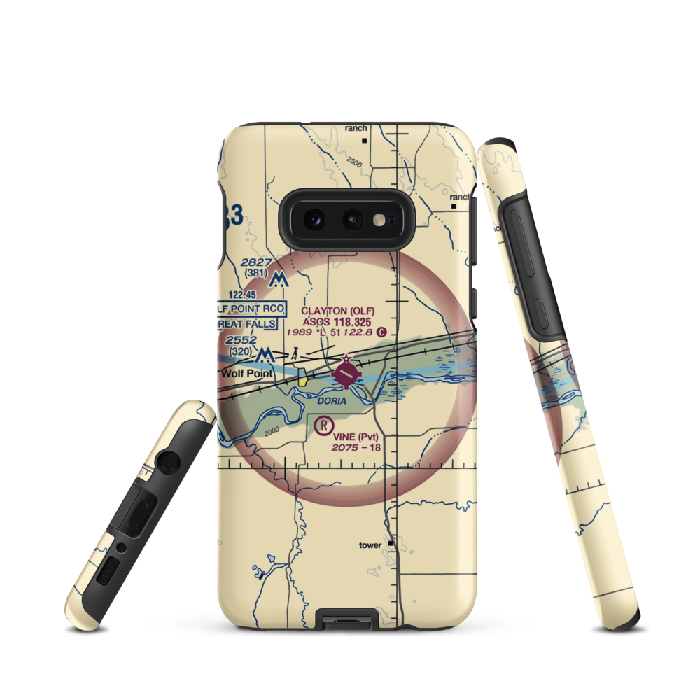 L M Clayton Airport (OLF) VFR Sectional Samsung Phone Case Samsung Galaxy S10e model shown