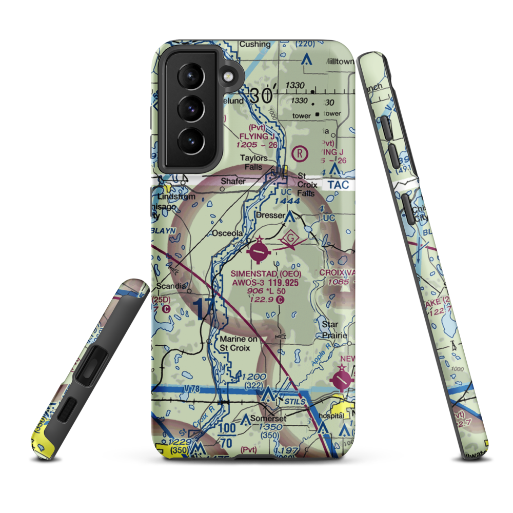 L O Simenstad Municipal Airport (OEO) VFR Sectional Samsung Phone Case Samsung Galaxy S21 FE model shown