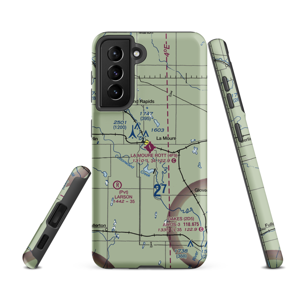 La Moure Rott Municipal Airport (4F9) VFR Sectional Samsung Phone Case Samsung Galaxy S21 FE model shown