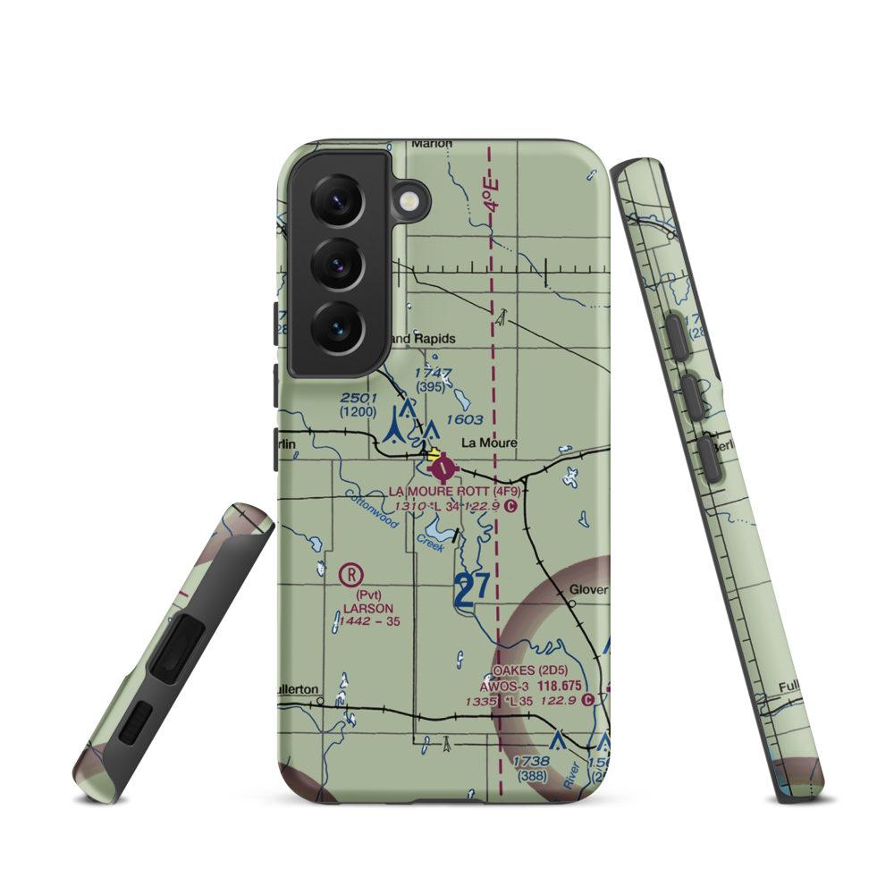 La Moure Rott Municipal Airport (4F9) VFR Sectional Samsung Phone Case Samsung Galaxy S22 model shown