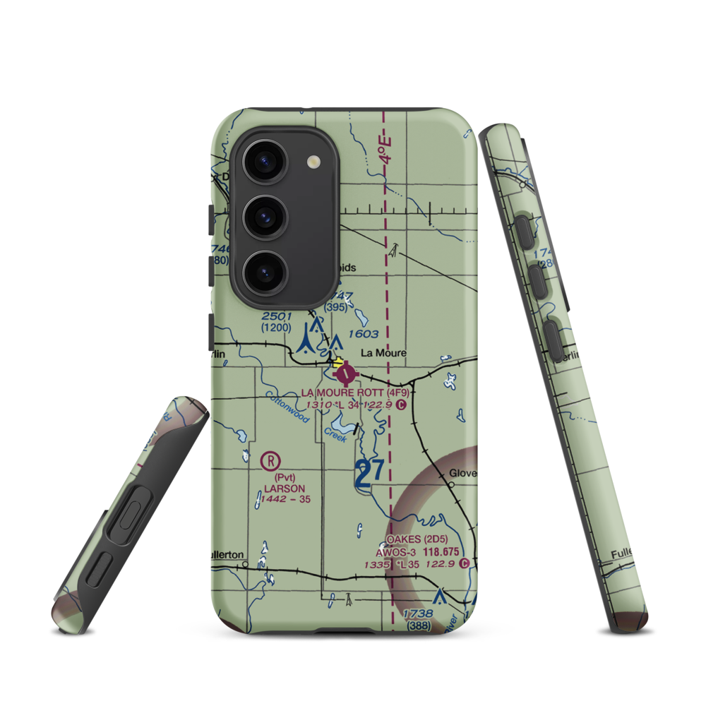 La Moure Rott Municipal Airport (4F9) VFR Sectional Samsung Phone Case Samsung Galaxy S23 model shown
