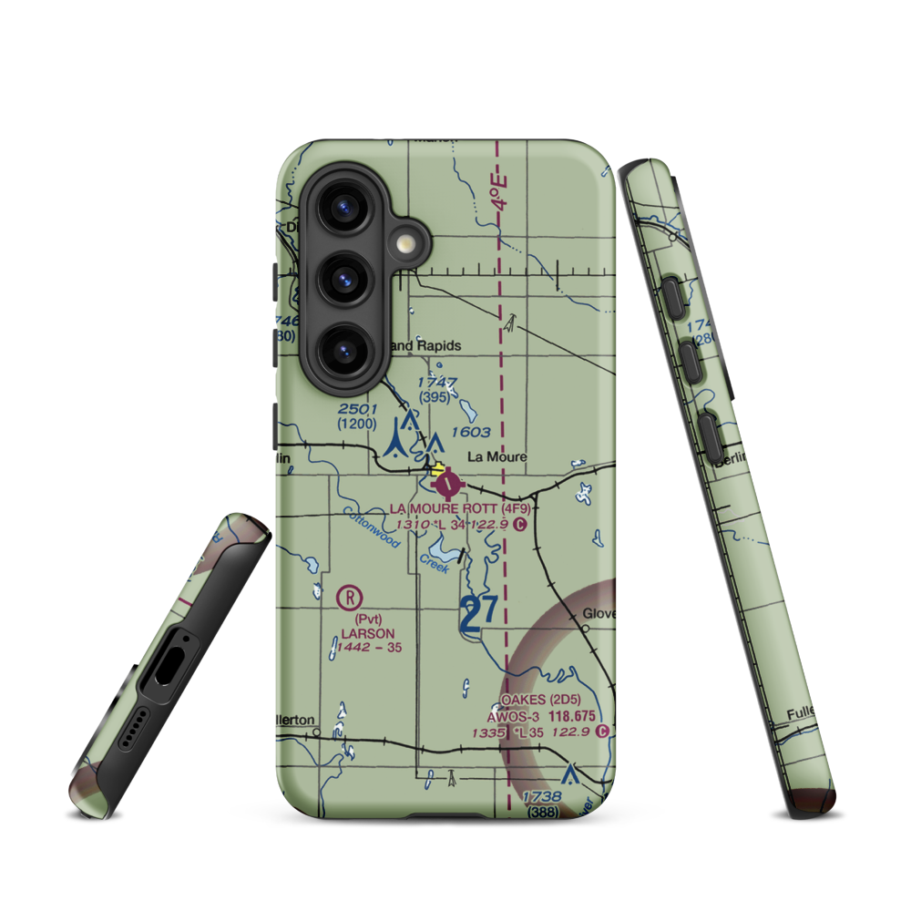 La Moure Rott Municipal Airport (4F9) VFR Sectional Samsung Phone Case Samsung Galaxy S24 model shown