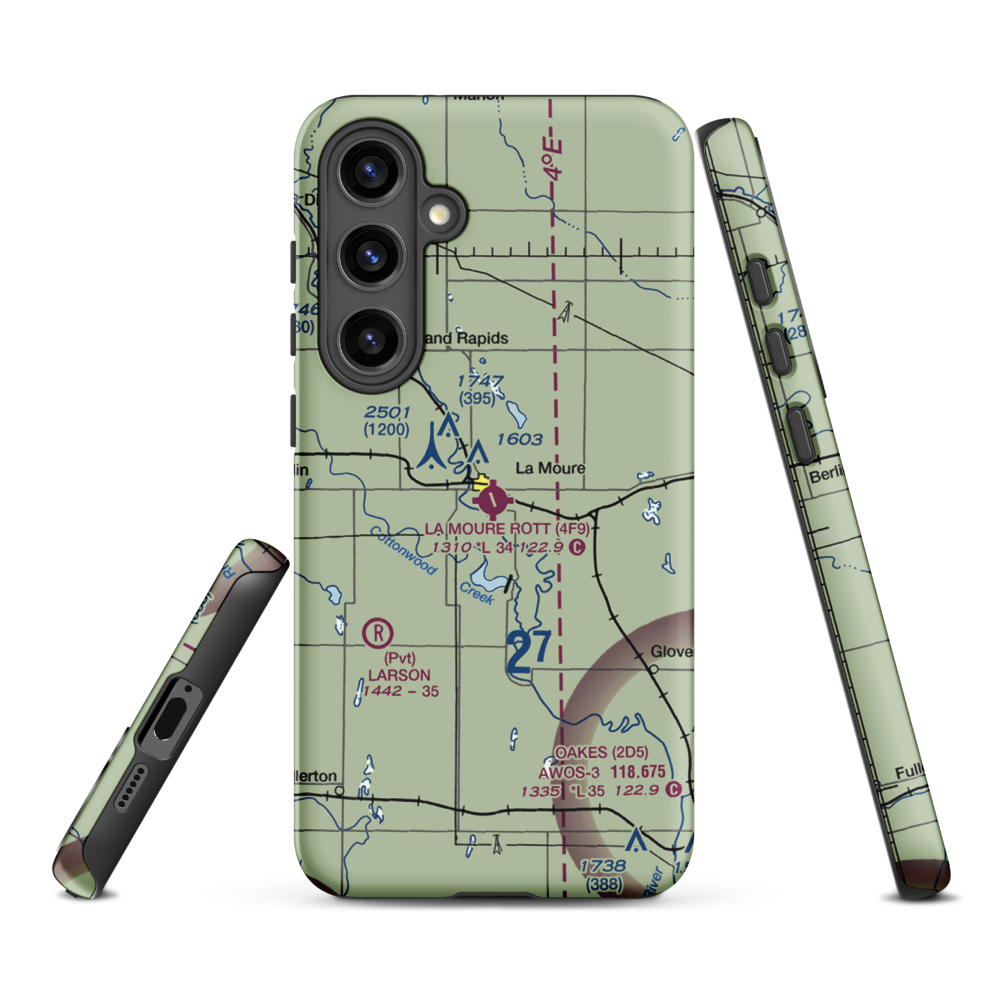 La Moure Rott Municipal Airport (4F9) VFR Sectional Samsung Phone Case Samsung Galaxy S24 Plus model shown