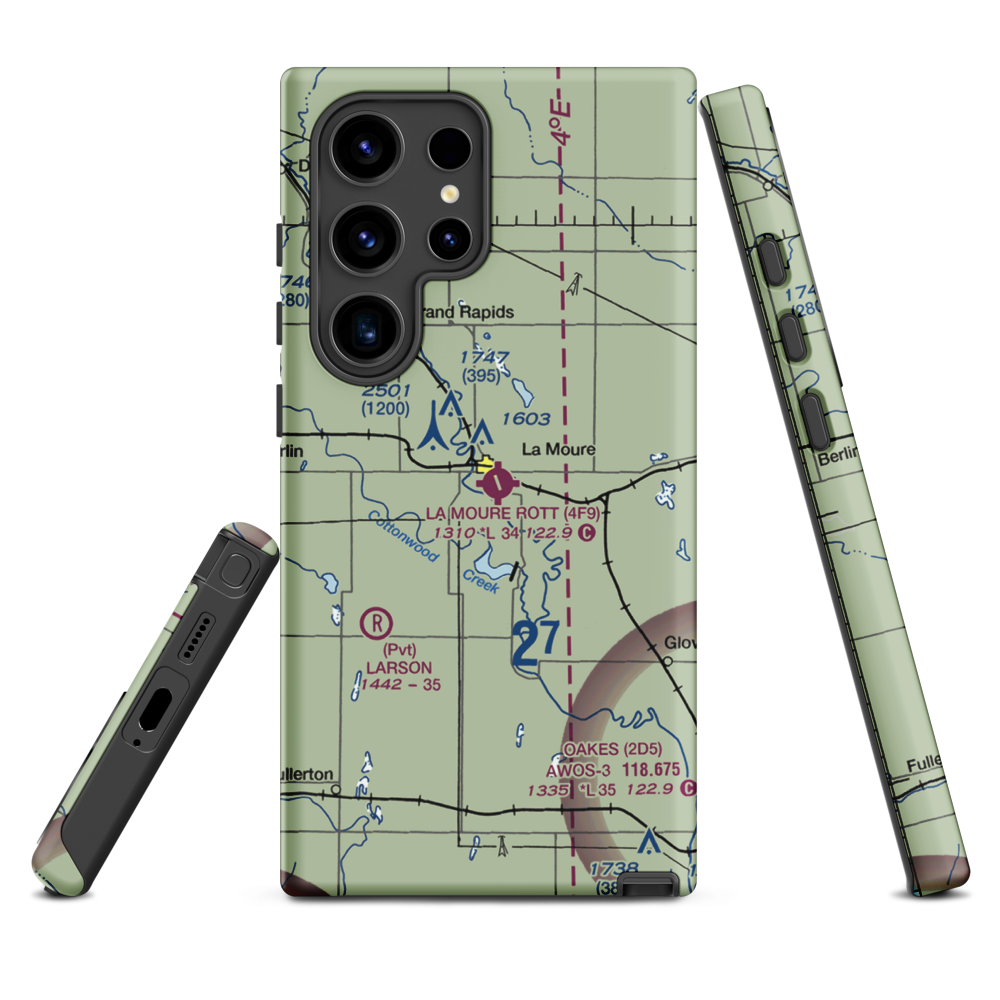 La Moure Rott Municipal Airport (4F9) VFR Sectional Samsung Phone Case Samsung Galaxy S24 Ultra model shown
