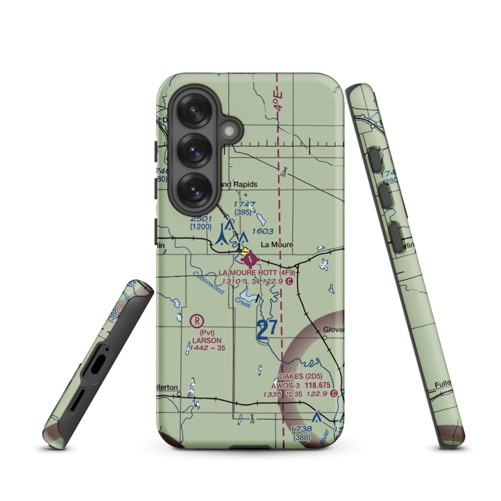 La Moure Rott Municipal Airport (4F9) VFR Sectional Samsung Phone Case Samsung Galaxy S25 model shown