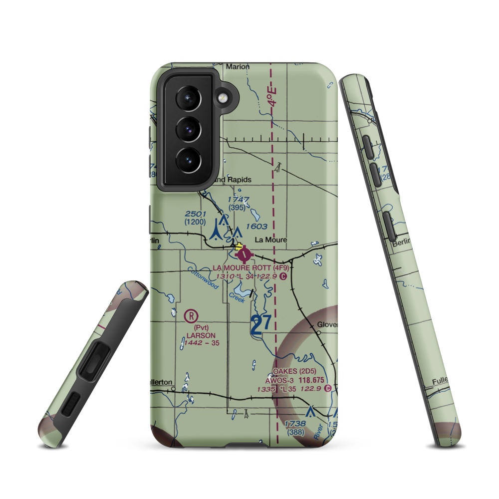 La Moure Rott Municipal Airport (4F9) VFR Sectional Samsung Phone Case Samsung Galaxy S21 model shown