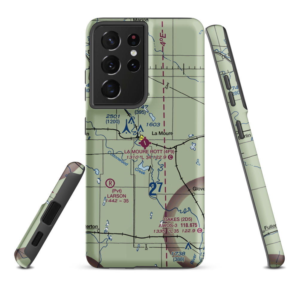 La Moure Rott Municipal Airport (4F9) VFR Sectional Samsung Phone Case Samsung Galaxy S21 Plus model shown