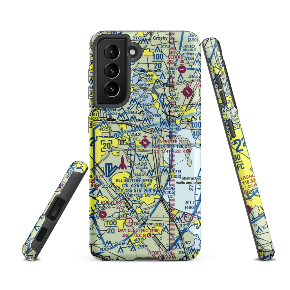 La Porte Municipal Airport (T41) VFR Sectional Samsung Phone Case Samsung Galaxy S21 FE model shown