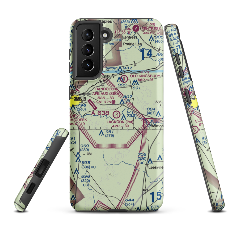 Lackorn Airport (TE51) VFR Sectional Samsung Phone Case Samsung Galaxy S21 FE model shown