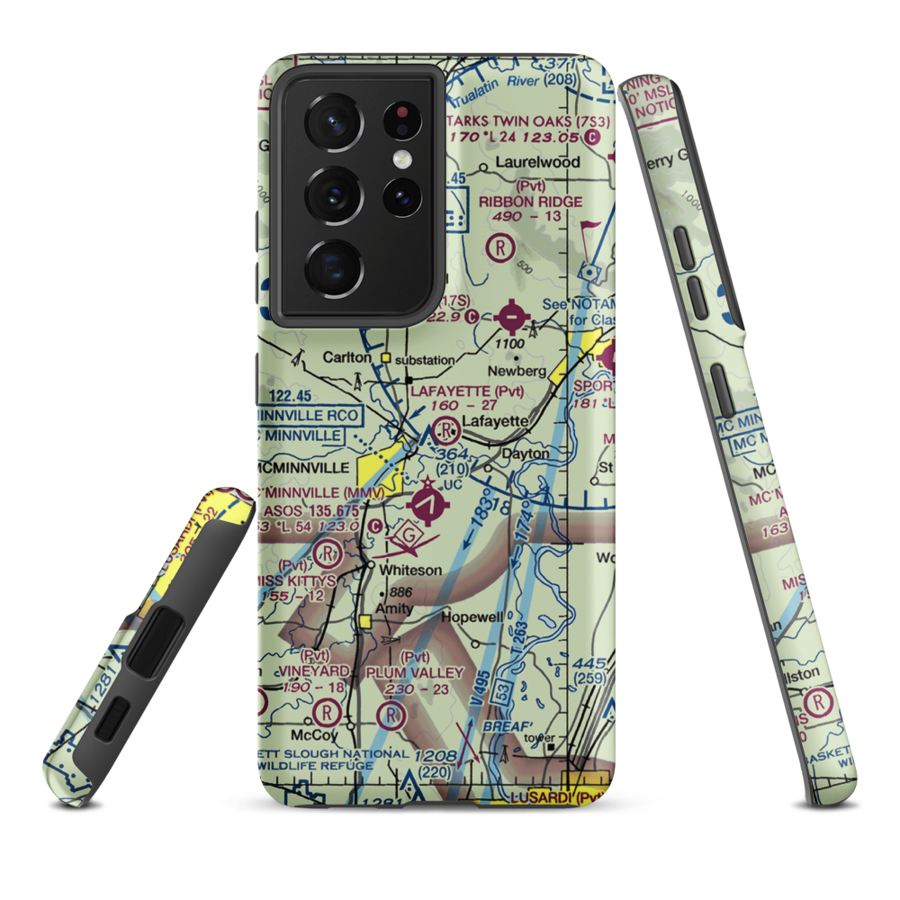 Lafayette Airstrip (OR90) VFR Sectional Samsung Phone Case Samsung Galaxy S21 Ultra model shown