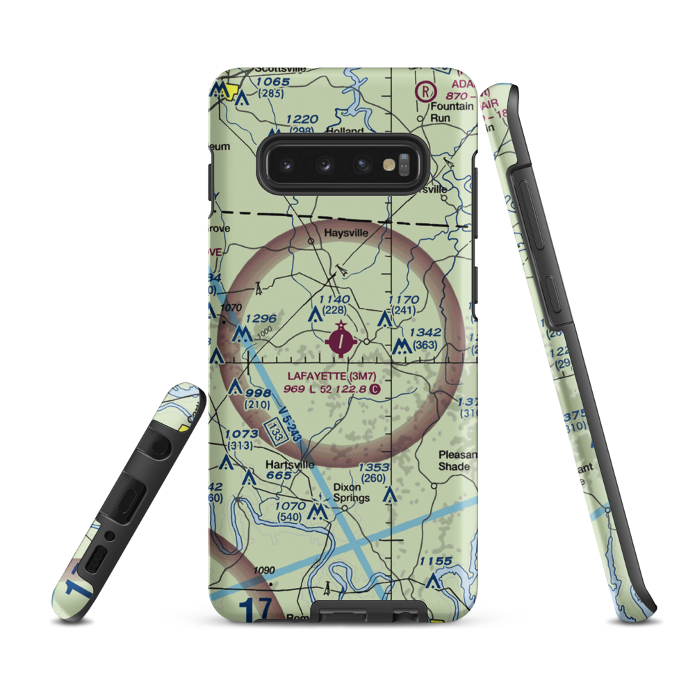 Lafayette Municipal Airport (3M7) VFR Sectional Samsung Phone Case Samsung Galaxy S10 Plus model shown