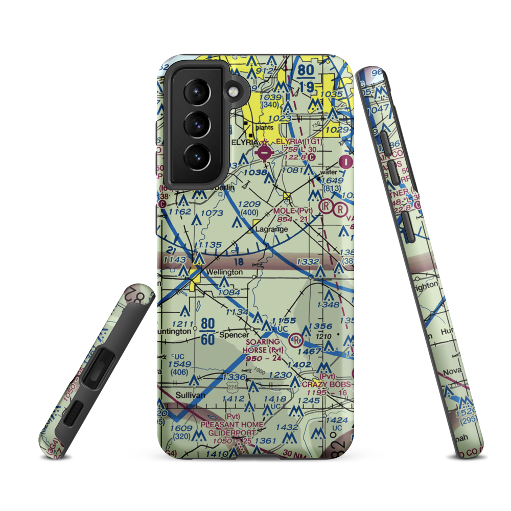 Lagrange Airport (92D) VFR Sectional Samsung Phone Case Samsung Galaxy S21 FE model shown