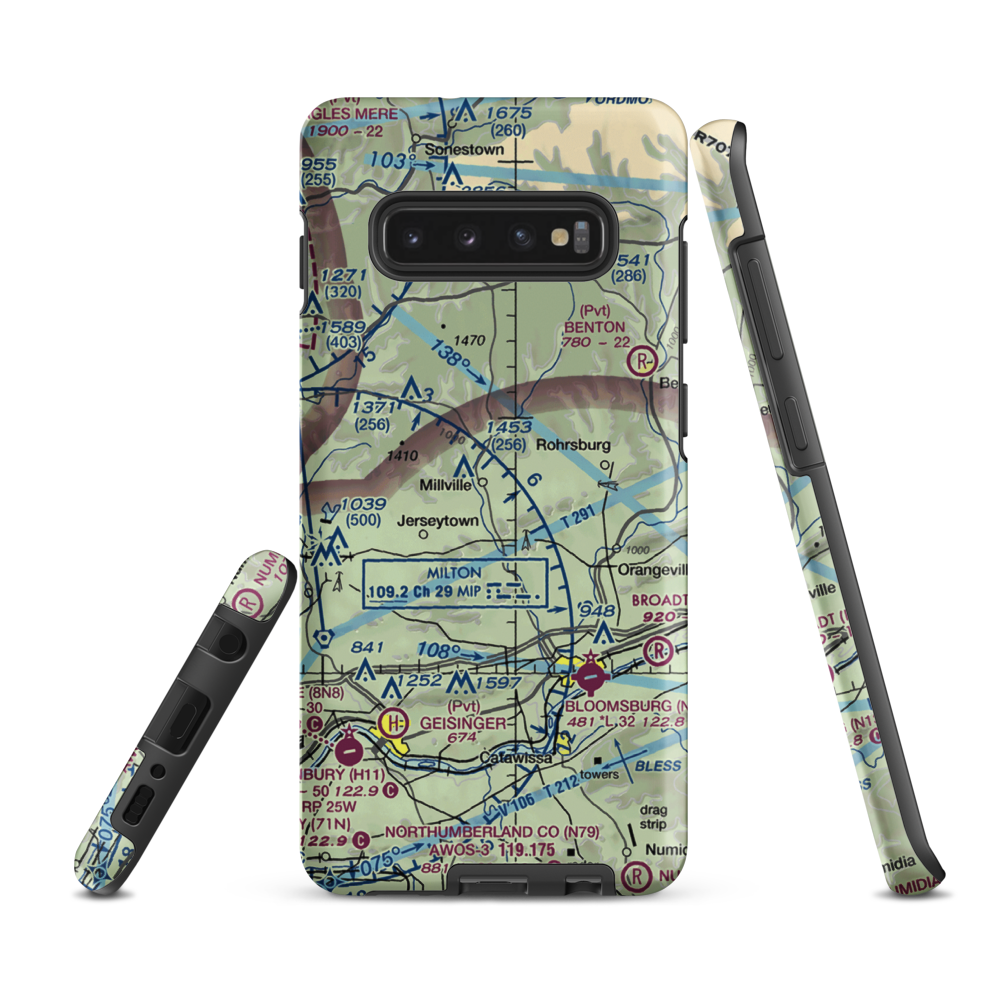 Lake Airport (19PA) VFR Sectional Samsung Phone Case Samsung Galaxy S10 Plus model shown