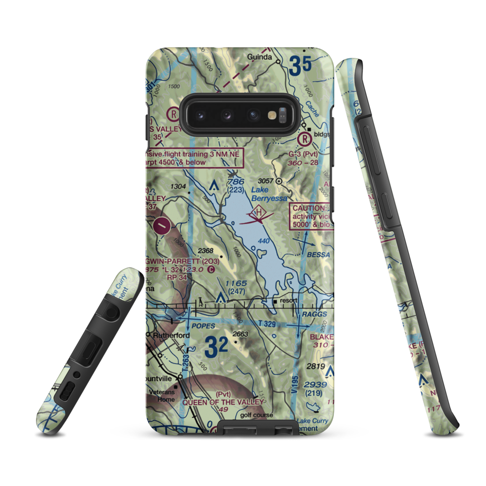 Lake Berryessa Seaplane Base (E20) VFR Sectional Samsung Phone Case Samsung Galaxy S10 Plus model shown
