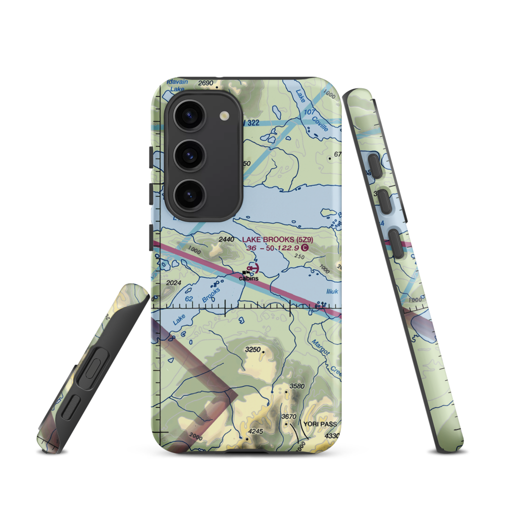 Lake Brooks Seaplane Base (5Z9) VFR Sectional Samsung Phone Case Samsung Galaxy S23 model shown