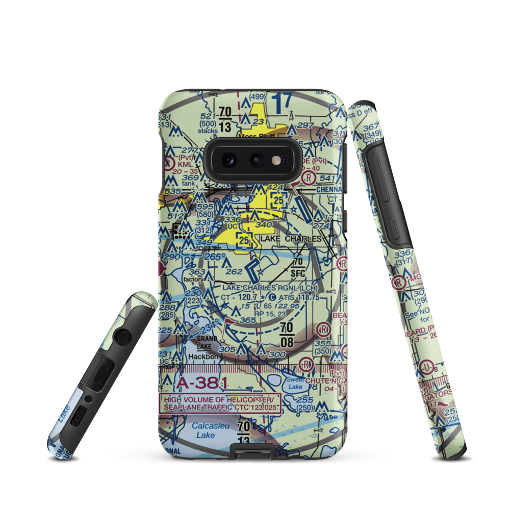 Lake Charles Regional Airport (LCH) VFR Sectional Samsung Phone Case Samsung Galaxy S10e model shown