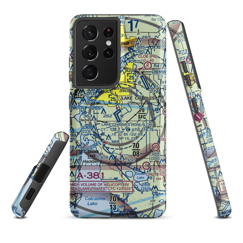 Lake Charles Regional Airport (LCH) VFR Sectional Samsung Phone Case Samsung Galaxy S21 Plus model shown