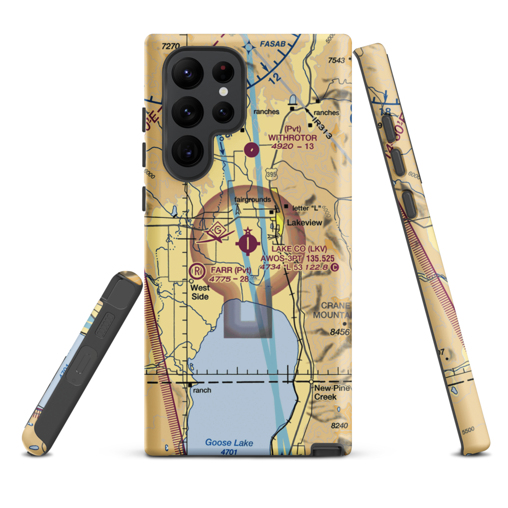Lake County Airport (LKV) VFR Sectional Samsung Phone Case Samsung Galaxy S22 Ultra model shown
