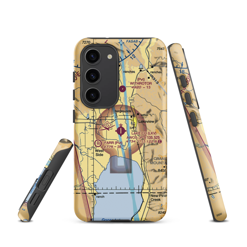 Lake County Airport (LKV) VFR Sectional Samsung Phone Case Samsung Galaxy S23 model shown