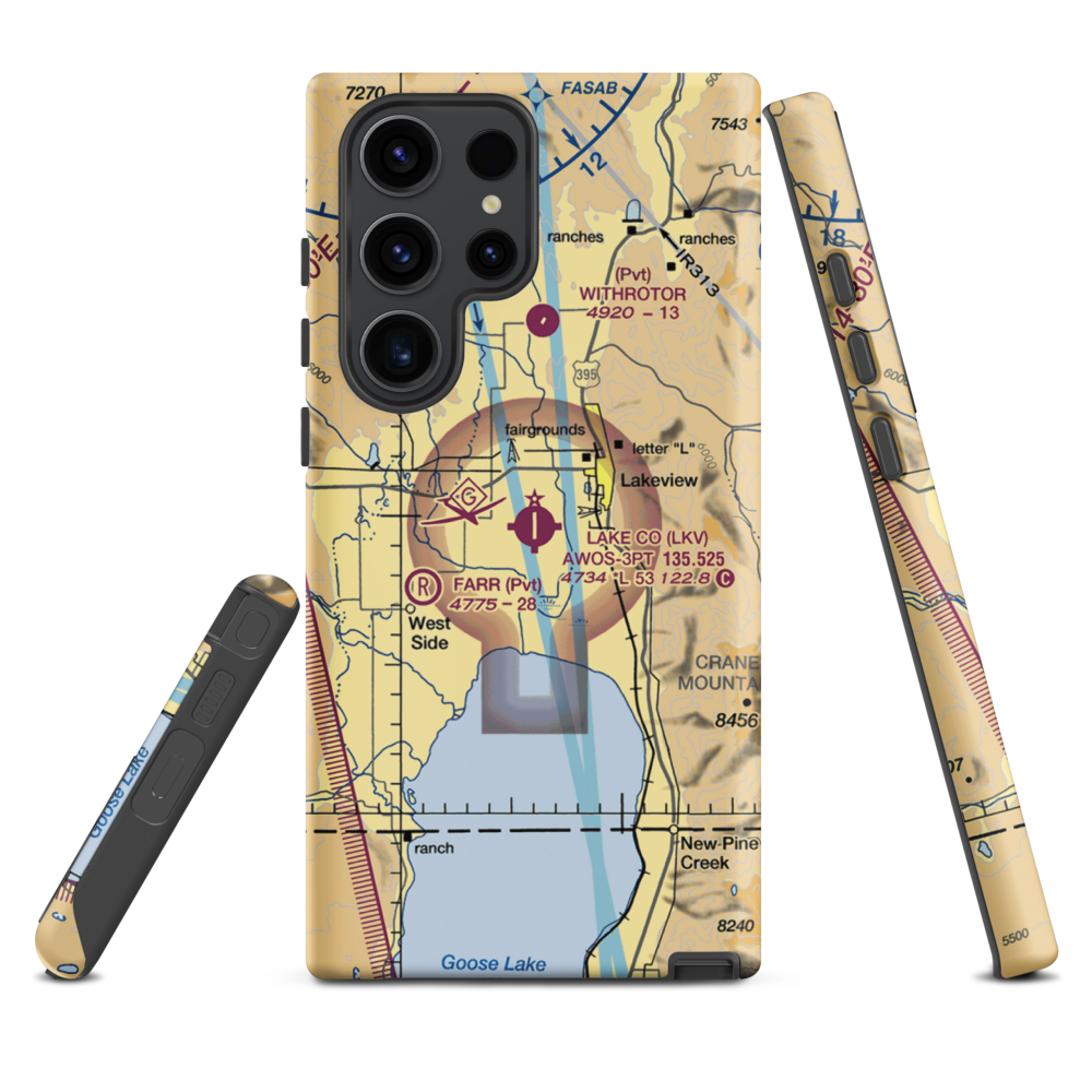 Lake County Airport (LKV) VFR Sectional Samsung Phone Case Samsung Galaxy S23 Ultra model shown