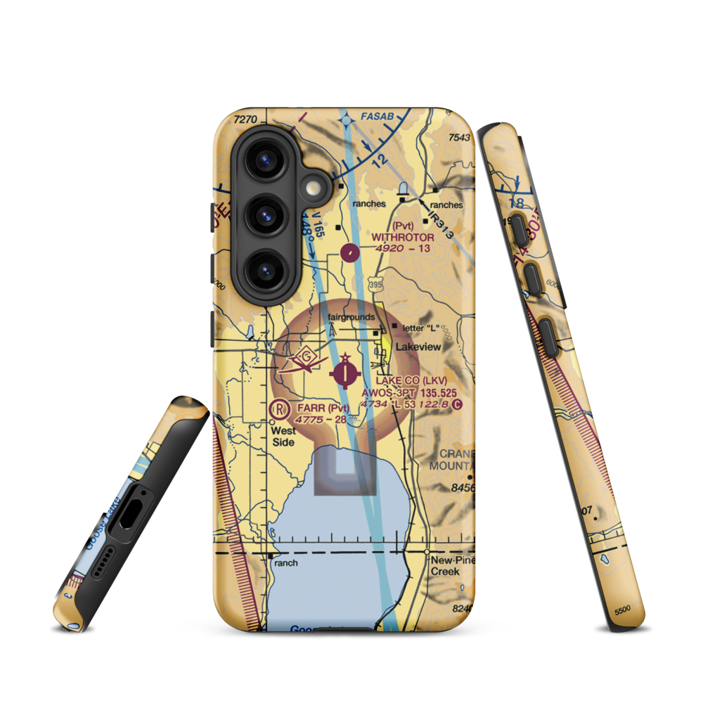 Lake County Airport (LKV) VFR Sectional Samsung Phone Case Samsung Galaxy S24 model shown