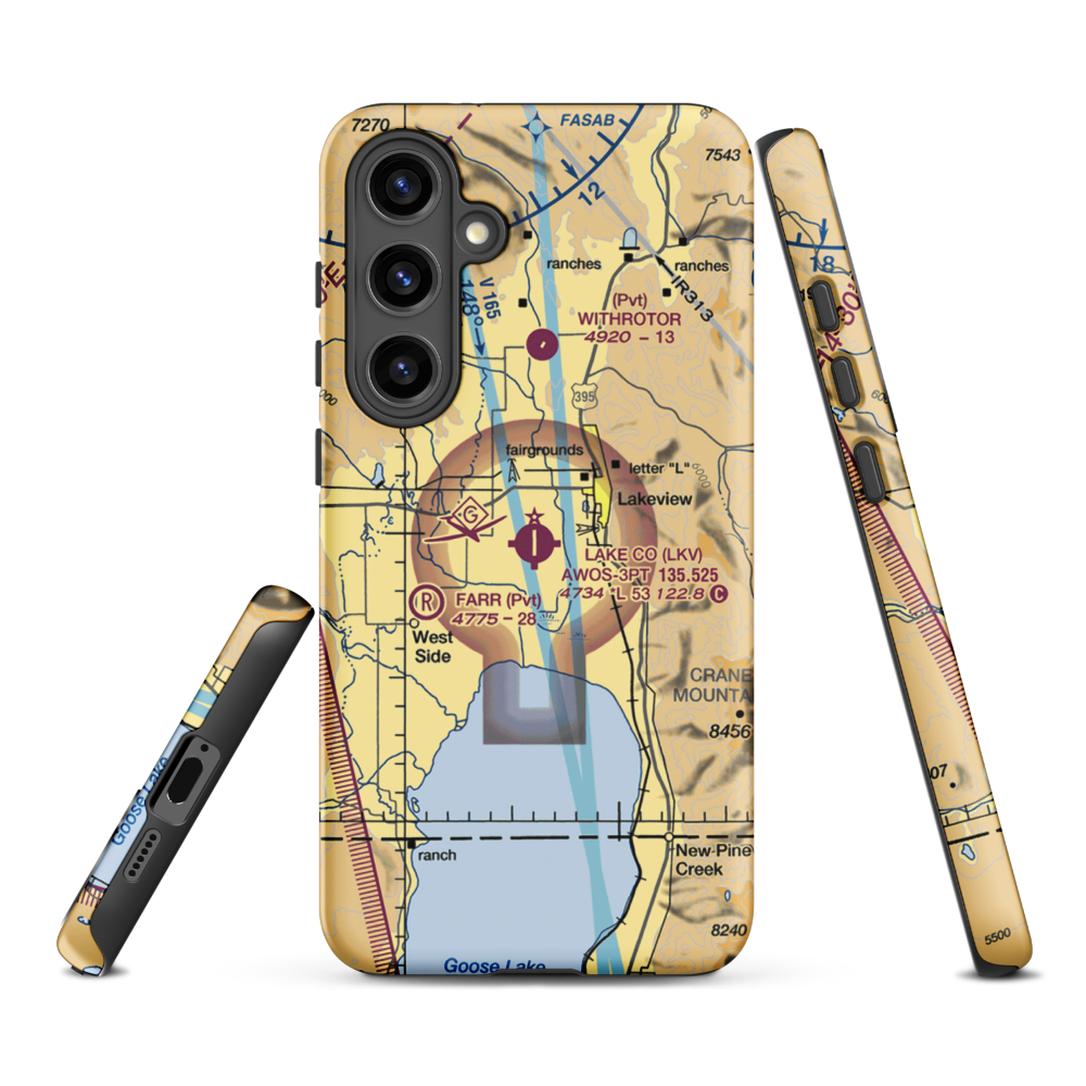 Lake County Airport (LKV) VFR Sectional Samsung Phone Case Samsung Galaxy S24 Plus model shown