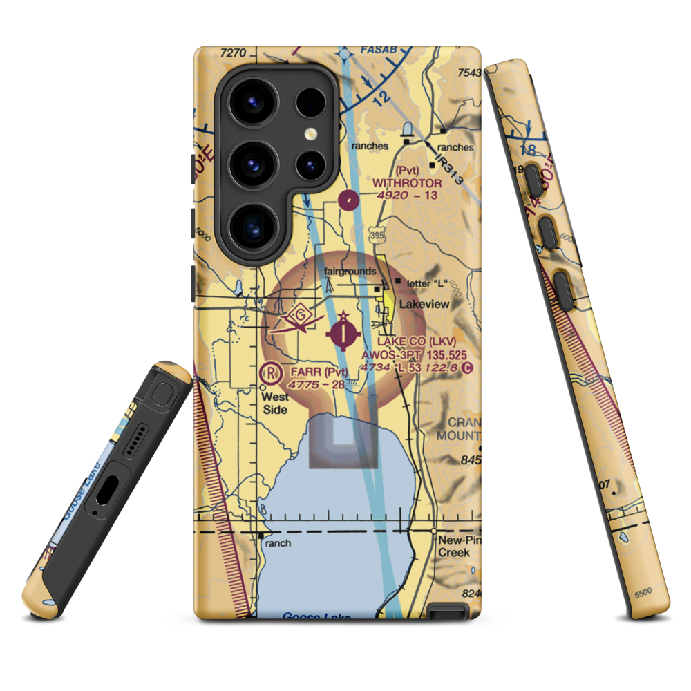 Lake County Airport (LKV) VFR Sectional Samsung Phone Case Samsung Galaxy S24 Ultra model shown
