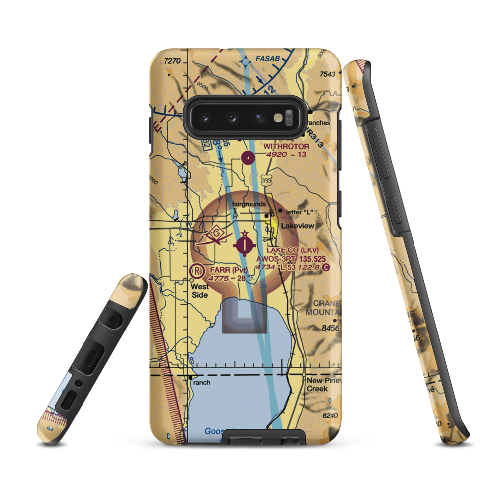 Lake County Airport (LKV) VFR Sectional Samsung Phone Case Samsung Galaxy S10 Plus model shown