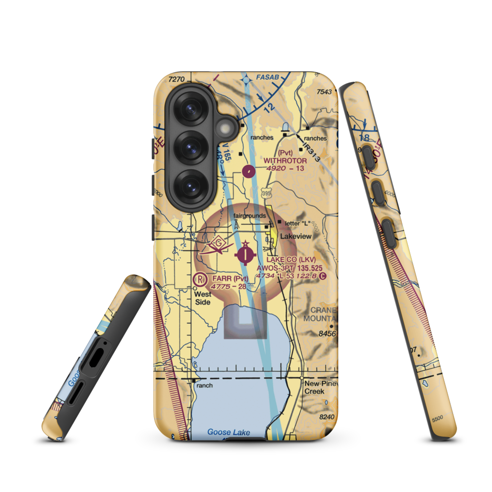 Lake County Airport (LKV) VFR Sectional Samsung Phone Case Samsung Galaxy S25 model shown
