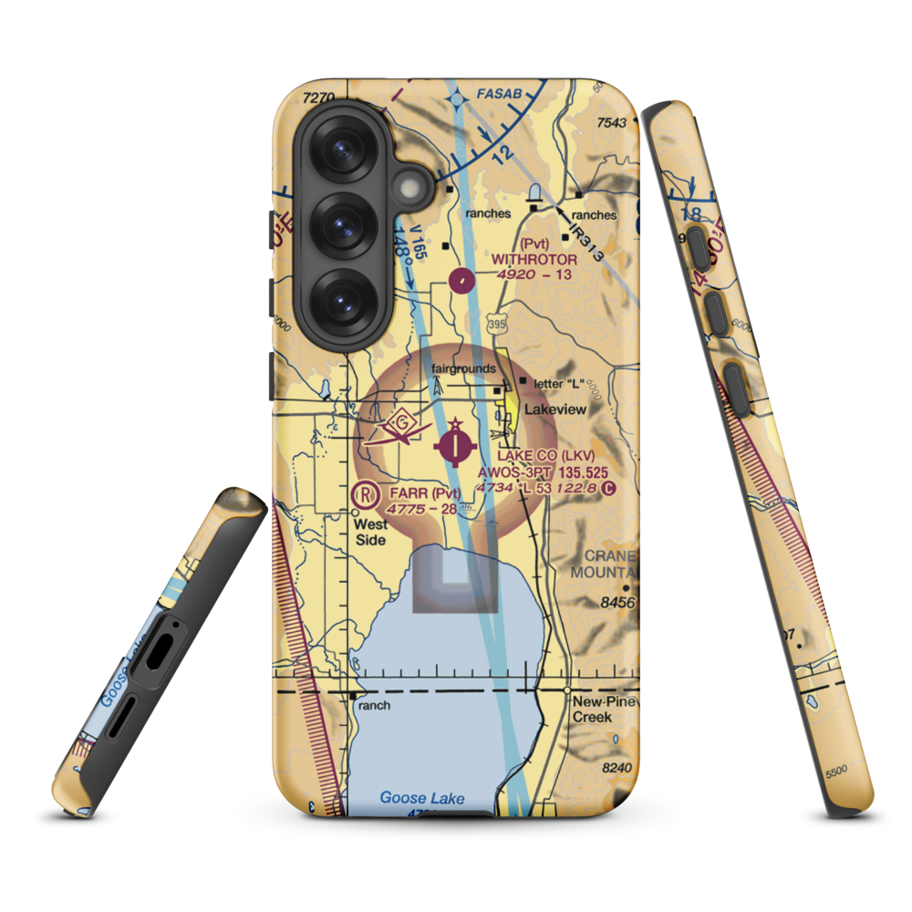 Lake County Airport (LKV) VFR Sectional Samsung Phone Case Samsung Galaxy S25 Plus model shown