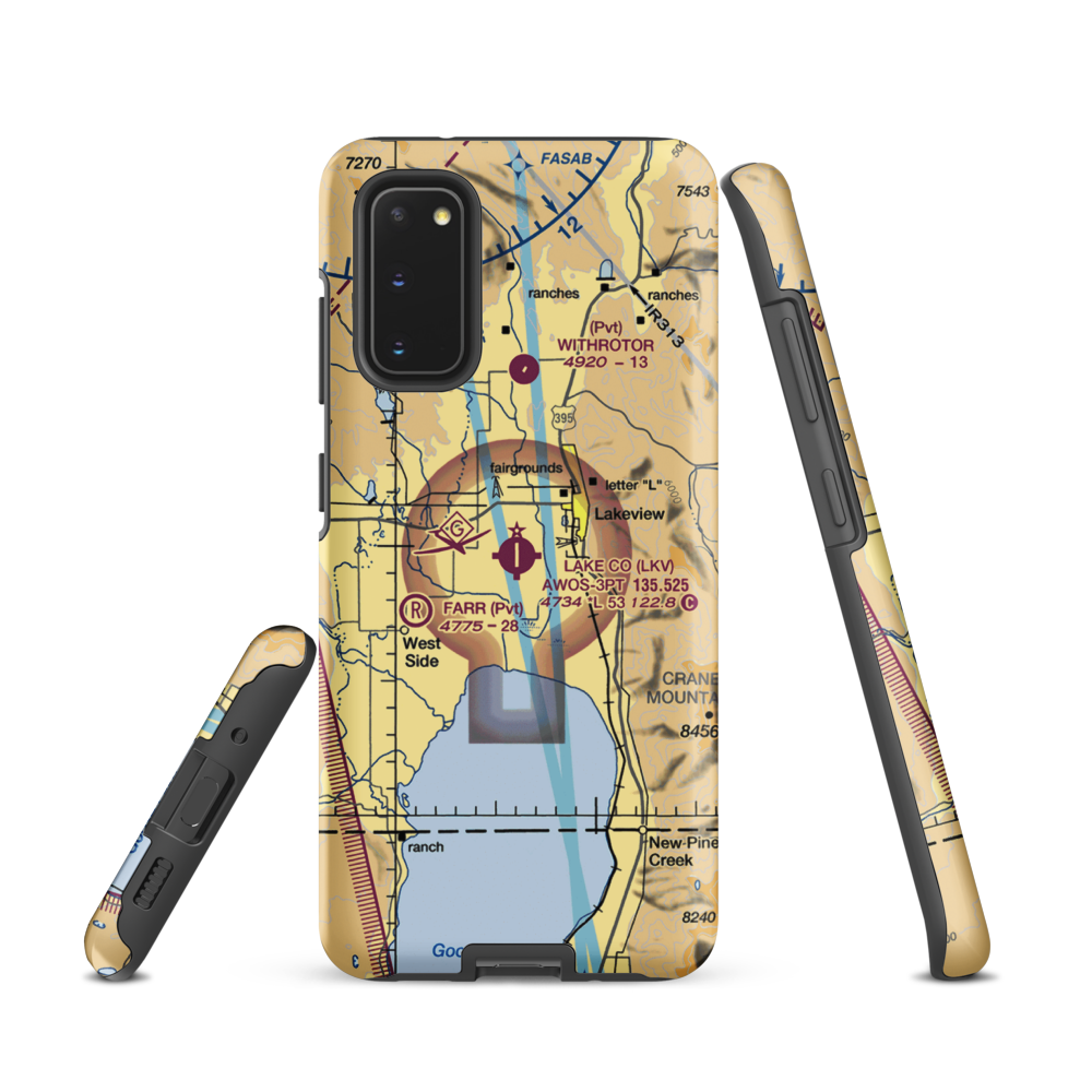 Lake County Airport (LKV) VFR Sectional Samsung Phone Case Samsung Galaxy S20 model shown
