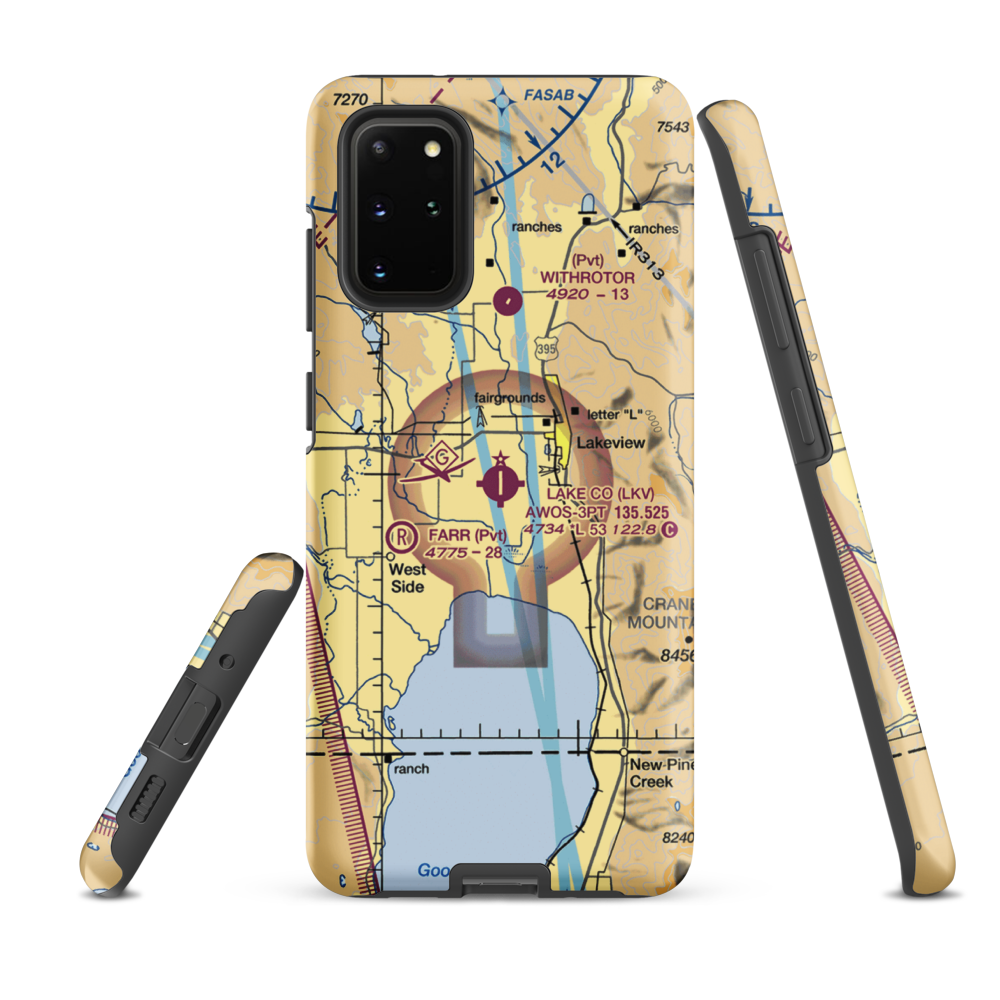 Lake County Airport (LKV) VFR Sectional Samsung Phone Case Samsung Galaxy S20 Plus model shown