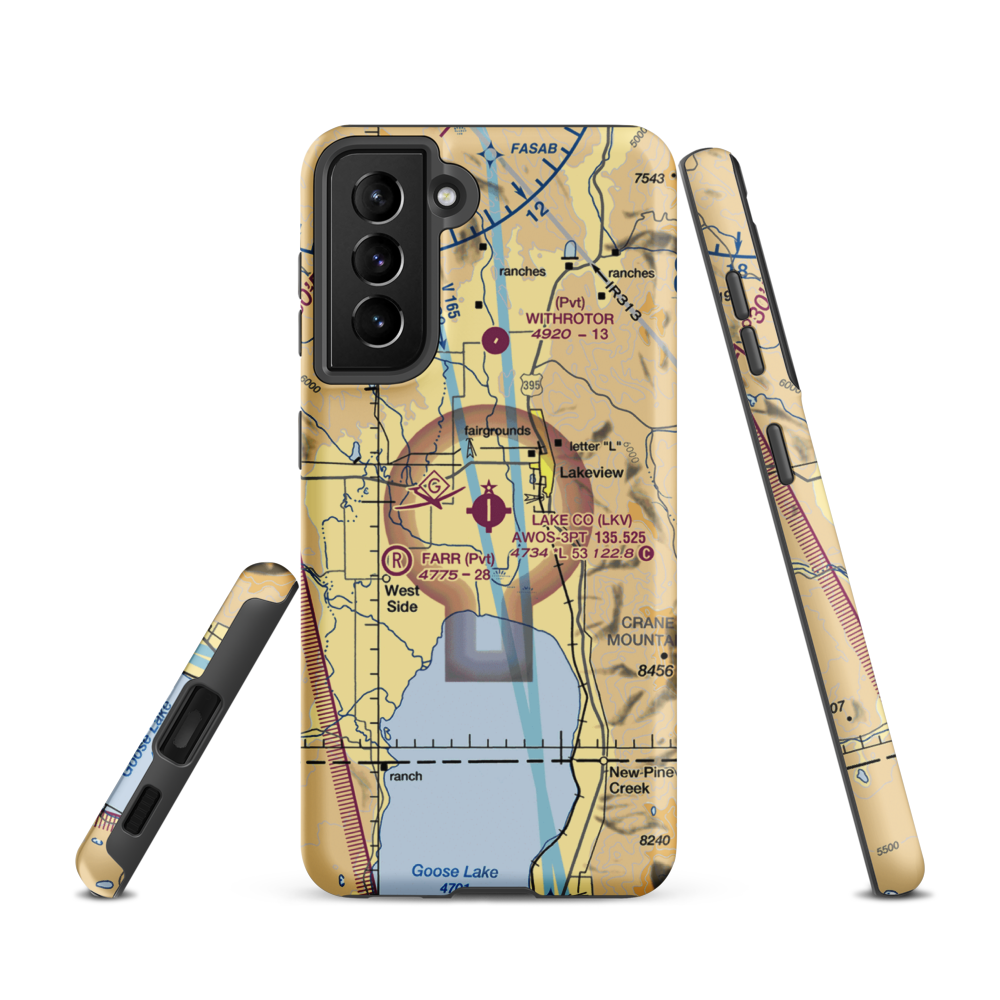Lake County Airport (LKV) VFR Sectional Samsung Phone Case Samsung Galaxy S21 model shown