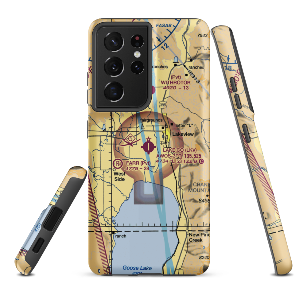 Lake County Airport (LKV) VFR Sectional Samsung Phone Case Samsung Galaxy S21 Ultra model shown