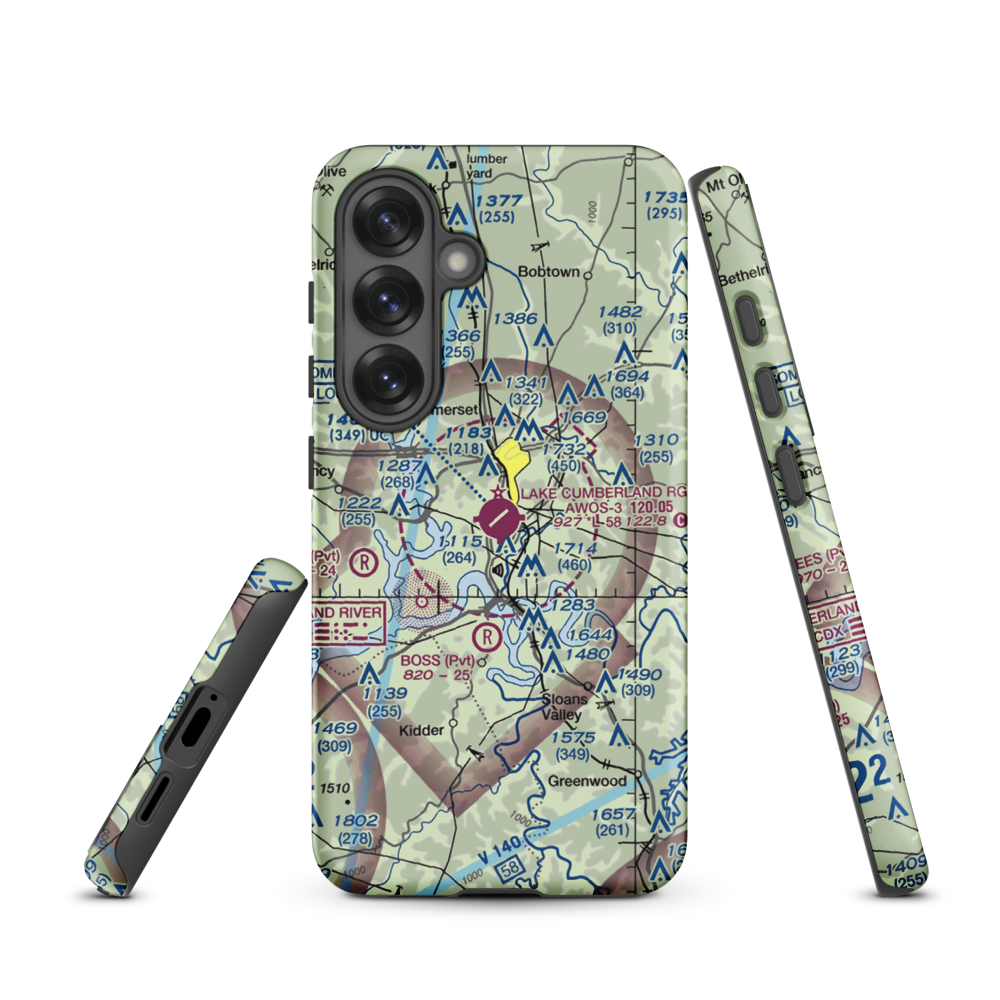 Lake Cumberland Regional Airport (SME) VFR Sectional Samsung Phone Case Samsung Galaxy S25 model shown