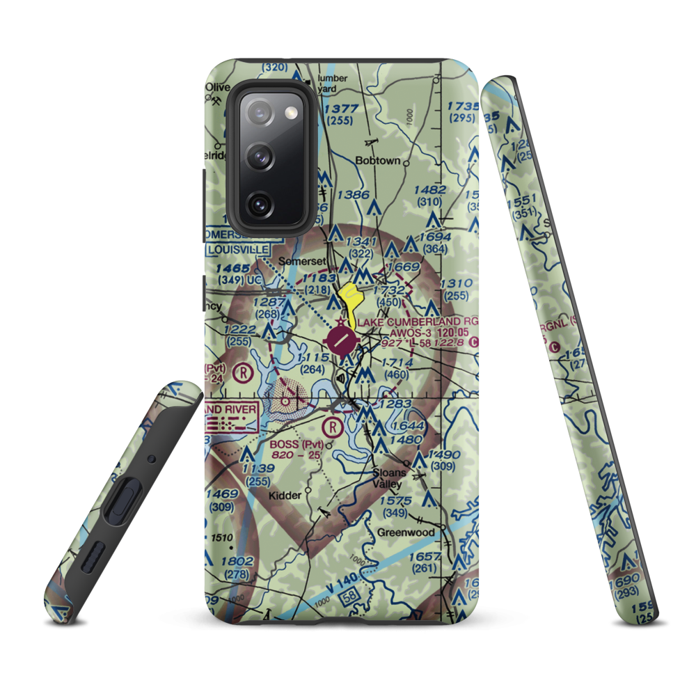 Lake Cumberland Regional Airport (SME) VFR Sectional Samsung Phone Case Samsung Galaxy S20 FE model shown