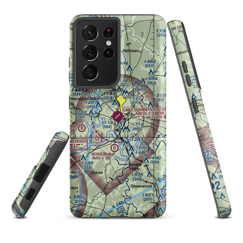 Lake Cumberland Regional Airport (SME) VFR Sectional Samsung Phone Case Samsung Galaxy S21 Ultra model shown