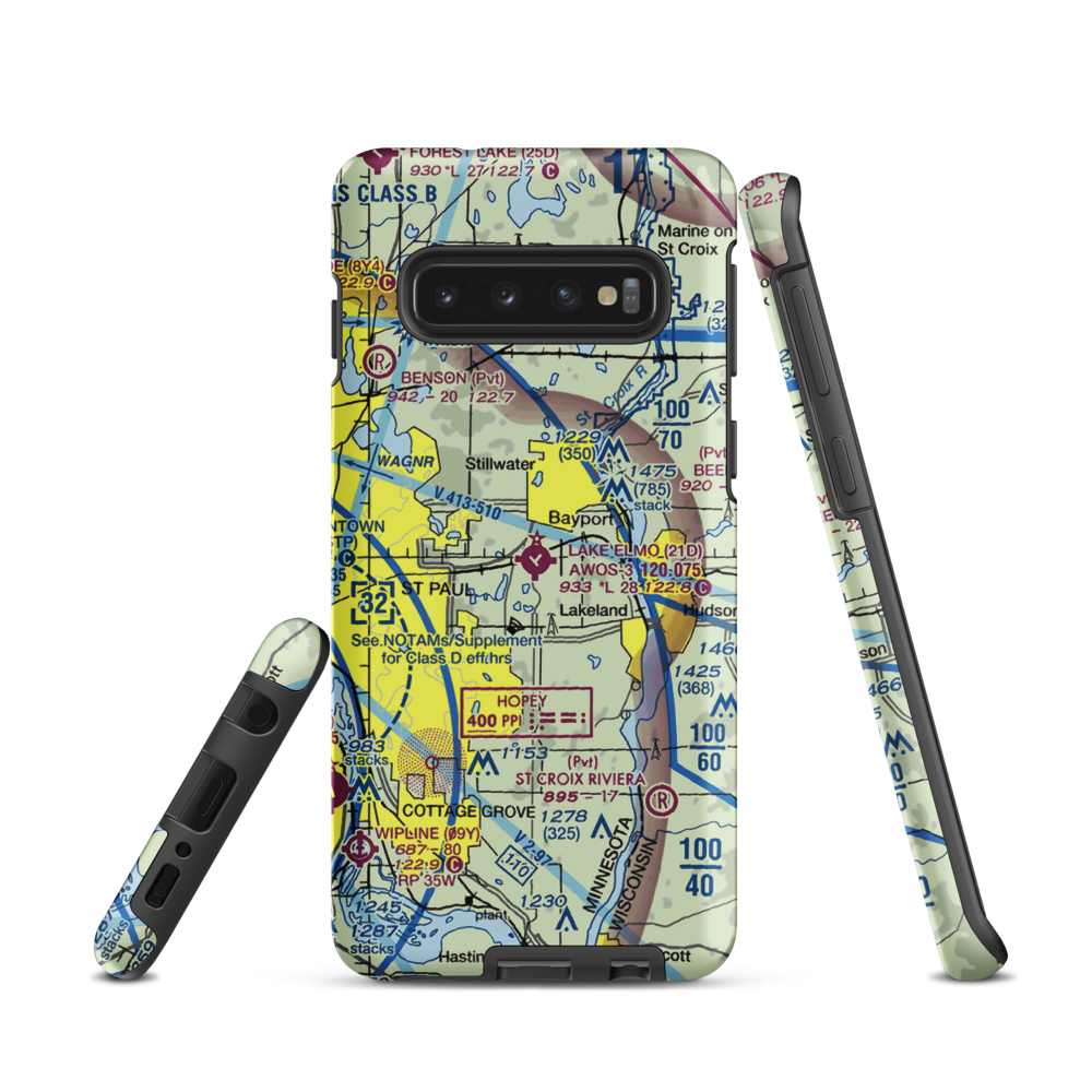 Lake Elmo Airport (21D) VFR Sectional Samsung Phone Case Samsung Galaxy S10 model shown