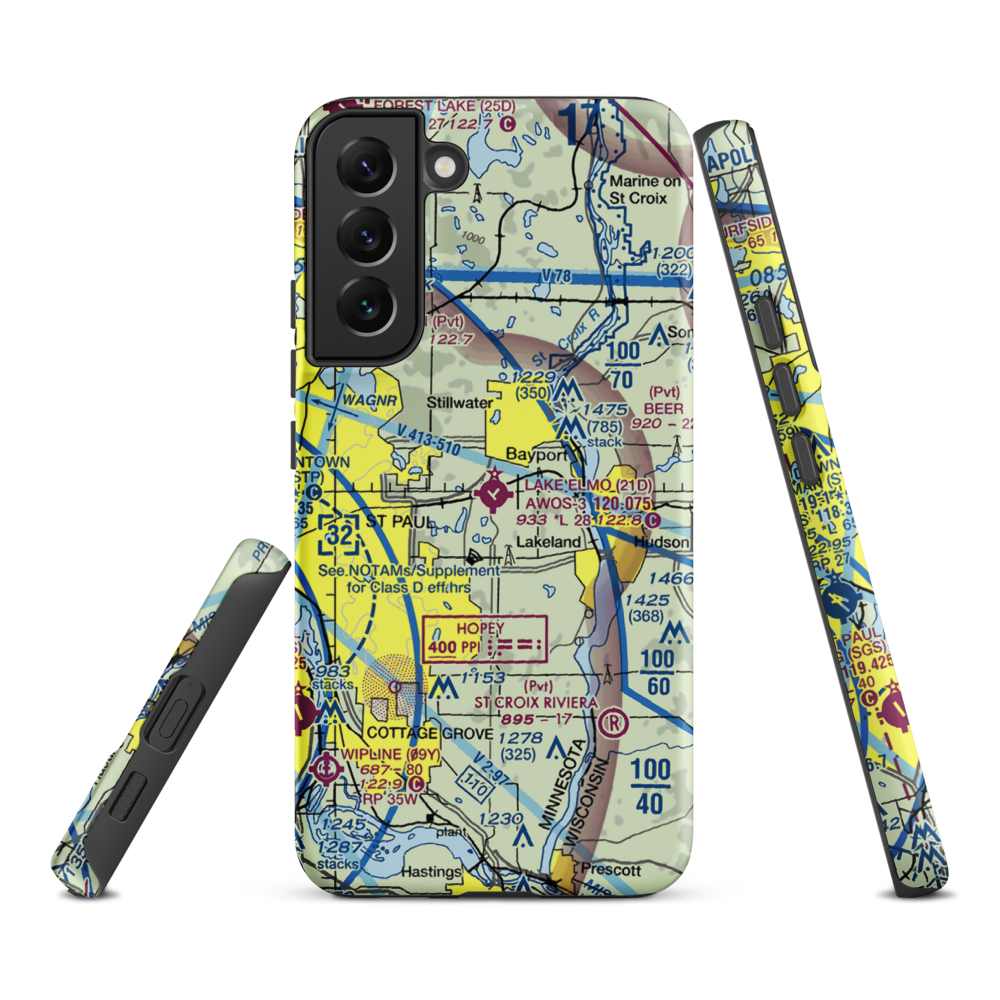 Lake Elmo Airport (21D) VFR Sectional Samsung Phone Case Samsung Galaxy S22 Plus model shown