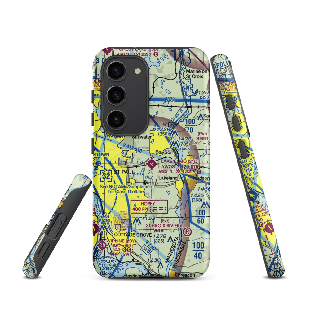 Lake Elmo Airport (21D) VFR Sectional Samsung Phone Case Samsung Galaxy S23 model shown